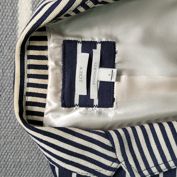 JCREW Navy and Cream Striped Blazer with Gold Buttons Size 6 - Picture 4 of 4